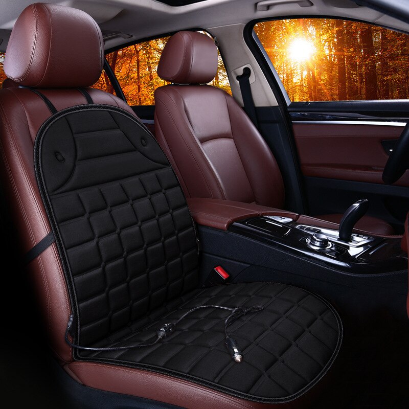 12V voiture sièges chauffants siège d'hiver chauffage siège de voiture coussin chauffant couvre voiture électrique siège chauffant voiture style hiver coussin coussins: 1pcs Black