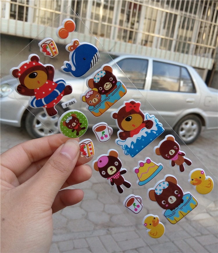 6pcs/lot 3D Puffy Bubble dinosaurs Stickers Cartoon Foam Fish animal Sticker for Kids Cute DIY Scrapbook refrigerator Stickers