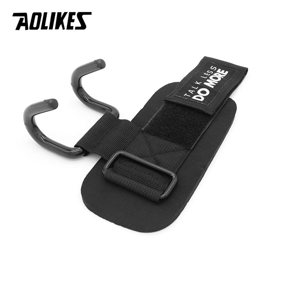 Unisex justerbar stark stålkrok grepp remmar styrkelyft styrketräning gym fitness svart handledsstöd lyft remmar
