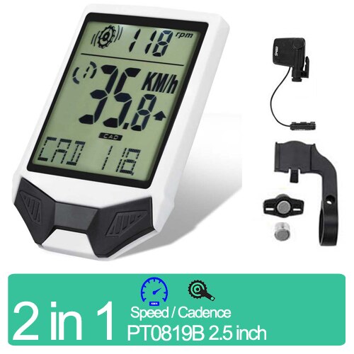 Wireless Bicycle Odometer Multifunctional , Heart Rate Bicycle Computer, Cadence Cycle Computer, Nightlight, Waterproof: Cadence White
