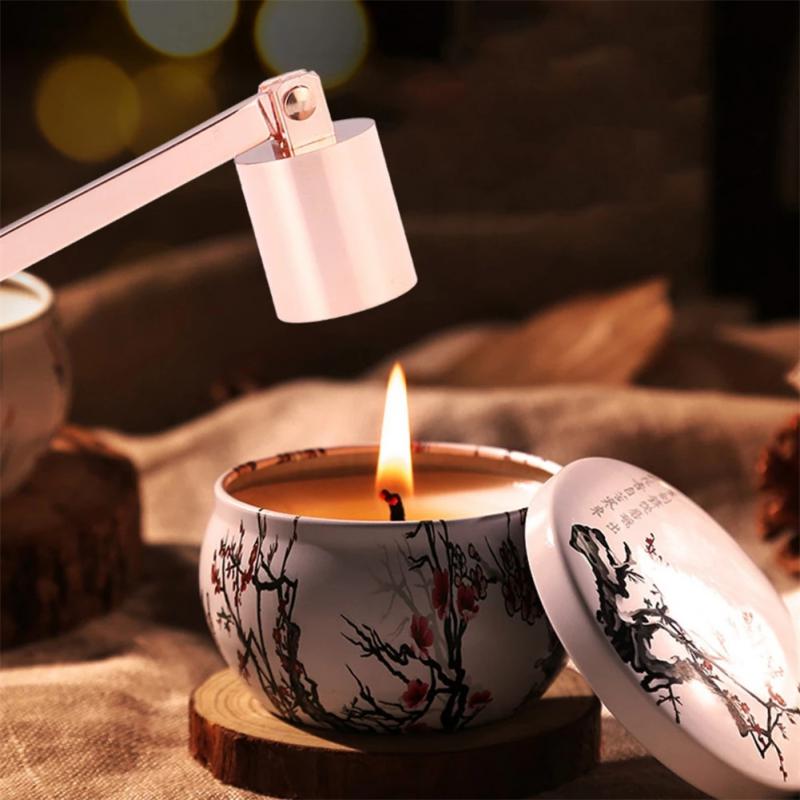 Vela con forma de campana de Metal Vintage, vela aplanada de mango largo, cubierta para banquete, de forma segura para apagar, accesorios para decoración del hogar
