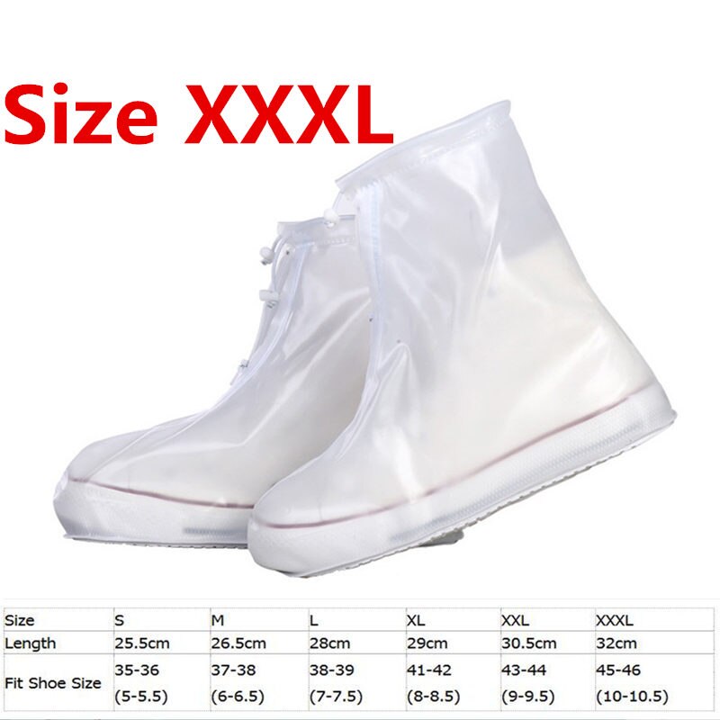 Heels Height Fishing Waders Boots Cover Rain Waterproof Flat Ankle Boots Cover Thicker Non-slip Platform Rain Boots: White-XXXL