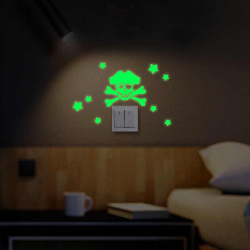 DIY adhesivo para interruptor de pared con dibujos de animales luminosos pegatina de luz nocturna Panel de interruptor pegatinas para decoración del hogar