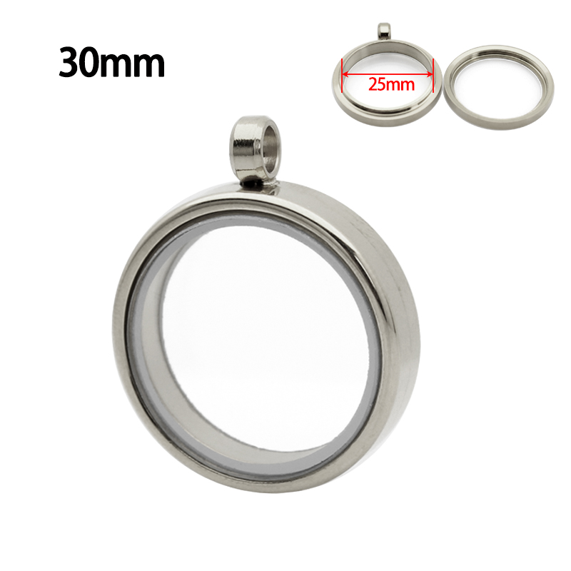 Gemengde Grootte Drijvend Glas Living Memory Medaillon Charms Hanger Twist Top Roestvrij Staal Glazen Medaillon Diy Sieraden Vrouwen: Silver Plated