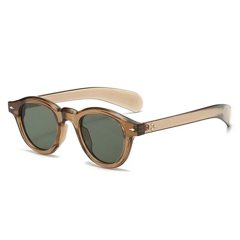 JNPCXI Anti-Blu-Ray Runde Frauen Gläser Rahmen Retro Sonnenbrille Nieten Dekoration Optische Männer Orange Brillen Rahmen: Beige