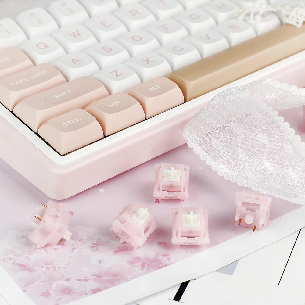 Mmd prinsesse stille bytte om rosa 32g 5- pinner lineære brytere 21mm fjærsmurte brytere ly pc mx mekanisk tastaturbryter