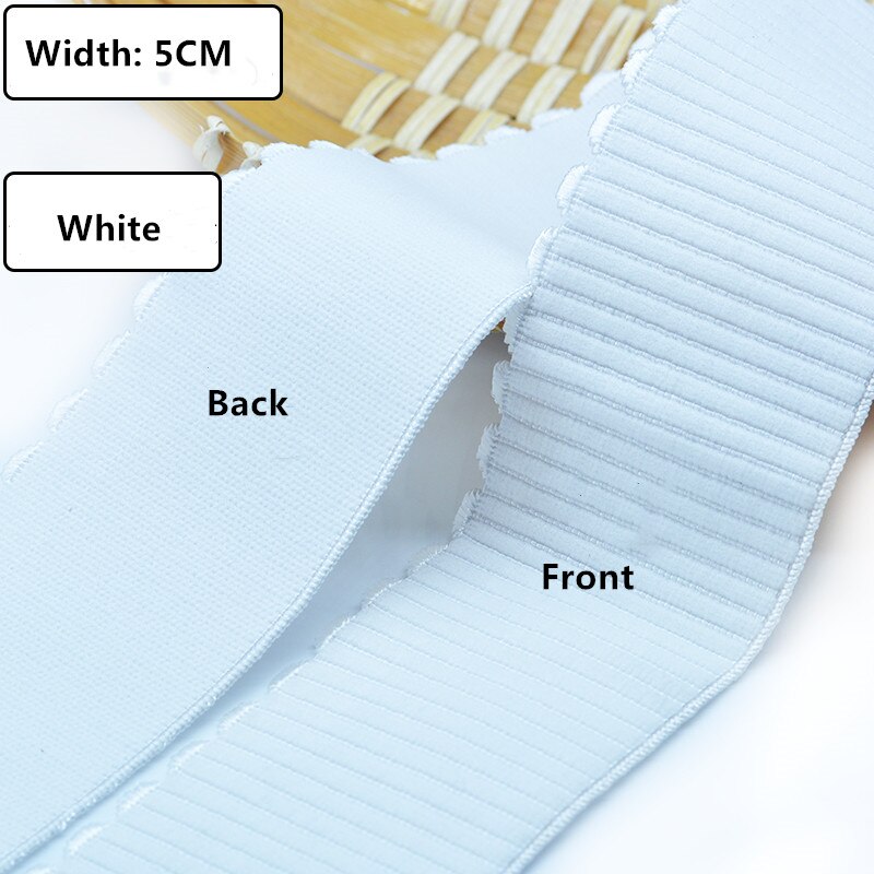 5cm høje elastiske blonder elastiske bånd gør-det-selv tilbehør trim højtaljet nederdel bukser talje brede bukser elastisk gummibånd: Hvid