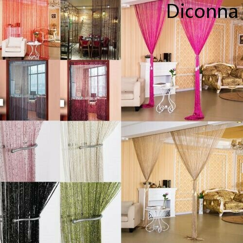 Luxury glass curtain 200x100cm Flash line bright tassel door curtain window divider home decoration curtains