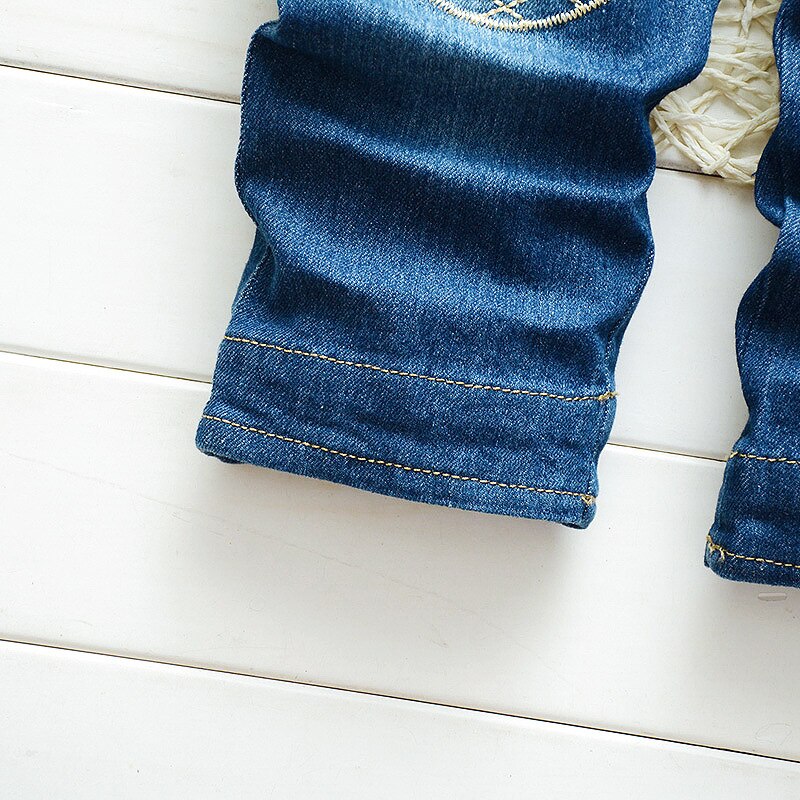 plus fluwelen dikke baby baby kinderen cartoon effen kleur bib jeans jeans baby broek 12M-4 jaar oud