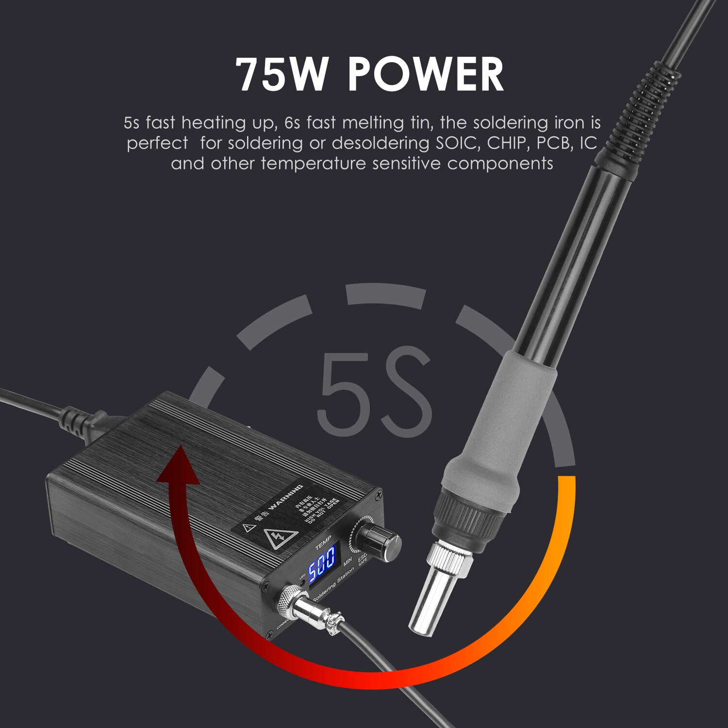 75W Smart Multifunctional Digital Soldering Station Soldering Iron Kit Electric Soldering Iron for Phone PCB IC Welding