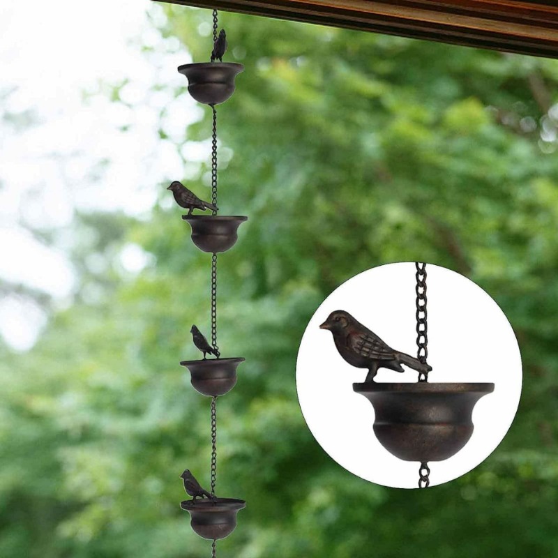 Creatieve Vogels Op Cups Metalen Regenketting Regenvanger Voor Goot Dak Decoratie Metalen Drainage Regenketting Downspout Tool