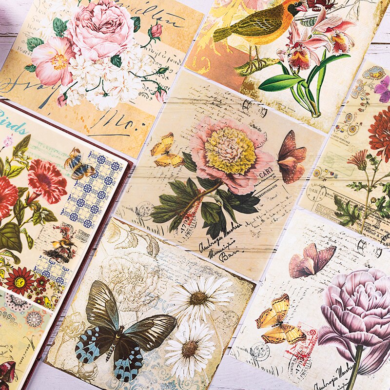 8 teile/satz Jahrgang Vogel Englisch Buchstaben Pergament Papier Pack für Scrapbooking Glücklich Planer Karte, Der Müll Tagebuch Projekt: F