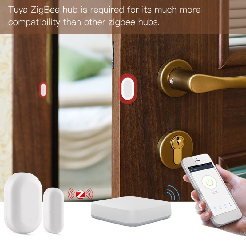 Tuya Smart ZigBee Door Window Contact Sensor Smart Home Wireless Door Detectors Open/Close APP Remote Alarm