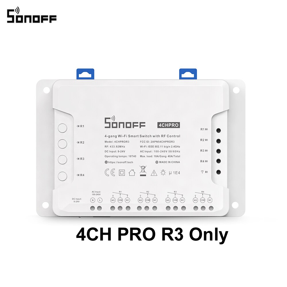 Sonoff 4CH R3/ 4CH Pro R3 Wifi Schakelaar 4 Gang Diy Smart Switch App Afstandsbediening Schakelaar Draadloze Smart Homeworks met Alexa Goole Thuis: SONOFF 4CHPROR3