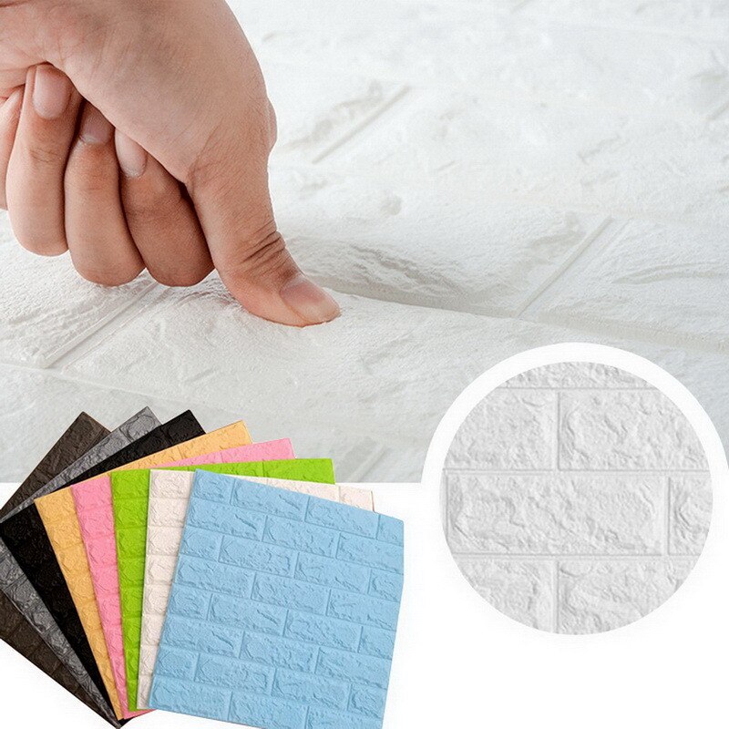 1pcs 3D Brick Wallpaper Waterproof Waterproof Contact Paper Doors For Living Room Bedroom Background Foam Wall Decoration