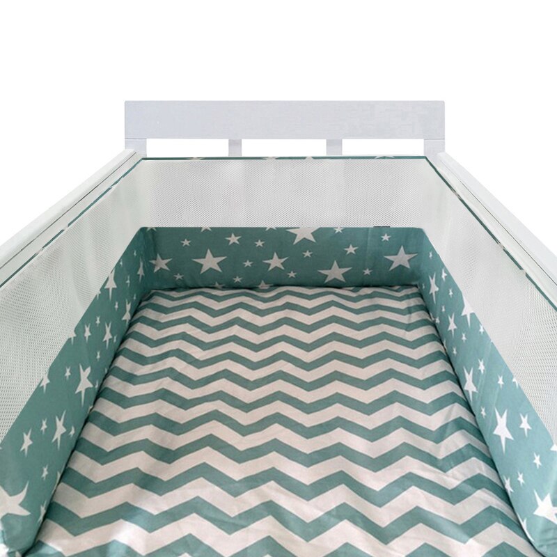 Nordic Style Crib Bumpers Cotton&amp;Mesh Baby Bed Bumpers Clouds/Crown Pattern Newborns Cot Bedding Protectors 200*30cm One Piece: NO3