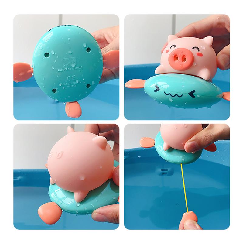 1PC Baby Bath Toy Clockwork Pig Toy Water Bathtub Wind-up Floating Plaything for Toddler Bathing Swimming