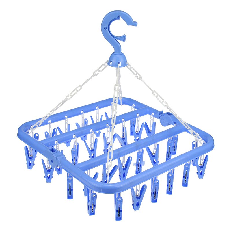 32Clips Rack secado de ropa Clip de plástico de calcetines a prueba del viento secado estante giratorio hogar calcetines ropa secador de productos: 5