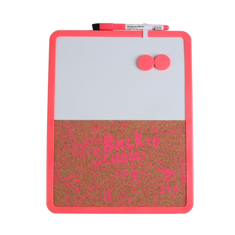 Pizarra magnética de dibujo, tablero de corcho para mensajes, combinación de tablón de anuncios y oficina,: Rosa