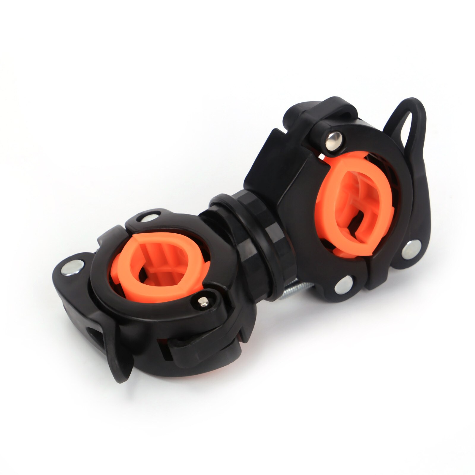 360 Graden Draaibare Verstelbare Bike Front Lamp Bracket Zaklamp Holder Fiets Stuur Quick Release Licht Mount Klem: Orange