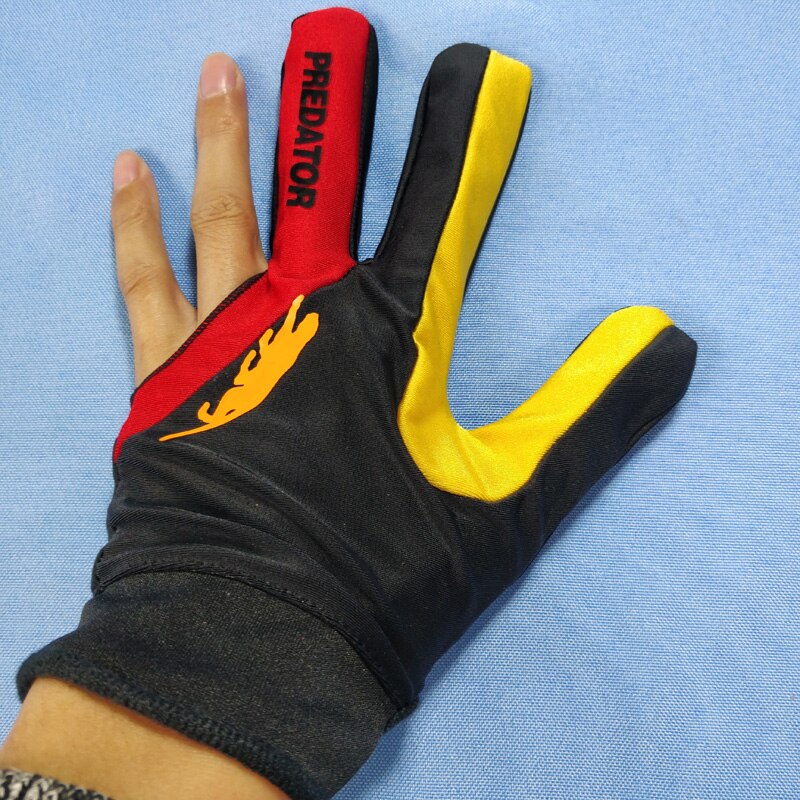 2pcs red/yellow 2colors Snooker Billiard Cue Glove Pool Left Hand Open Three-Finger Accessory