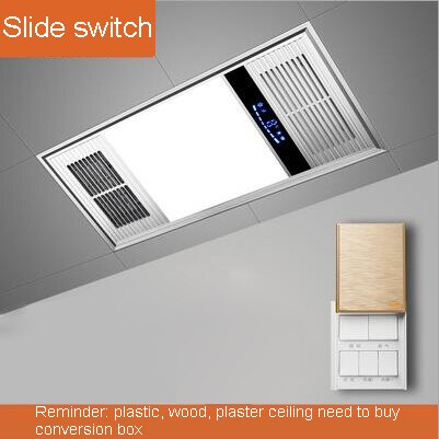 DMWD LED Bath Heater Ceiling Light Bathroom Ventilator Exhaust Fan &Cold Wind Rapid Heating Stove Radiator Warmer Extractor: slide swith Silver