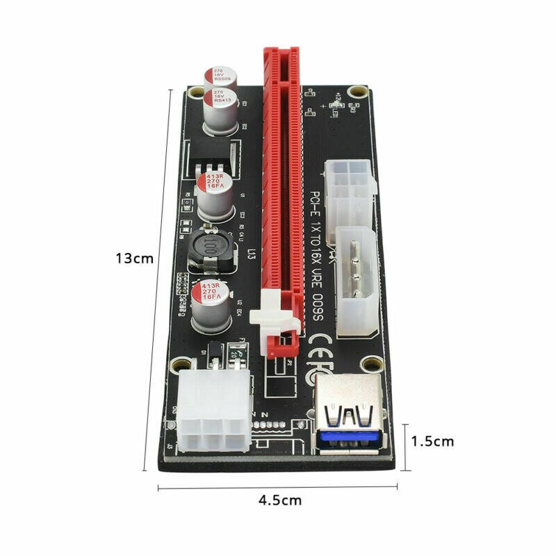 Ver009S Pci Express Riser Card M2 1X 16X Dual 6Pin 4Pin Power Pci-E Exte Cable