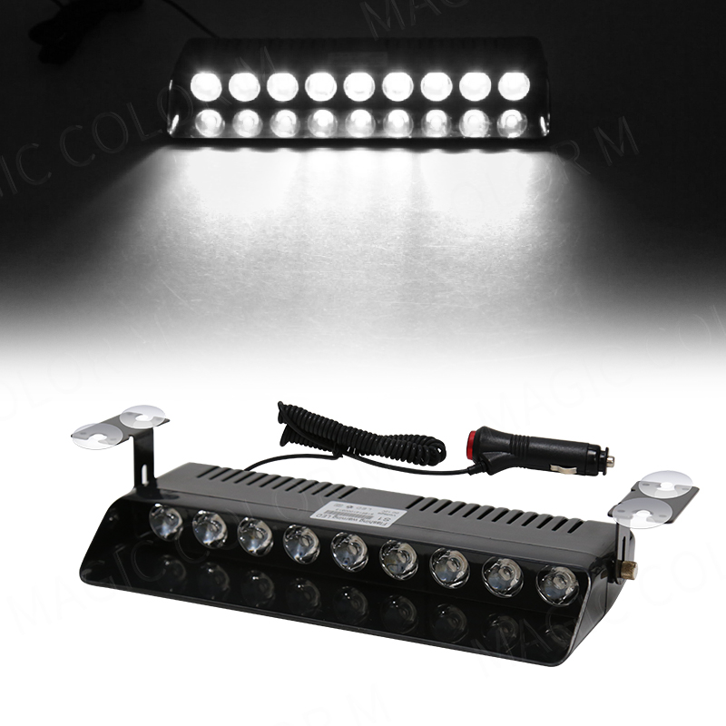 S1 9 luces LED de advertencia para coche, linternas estroboscópicas, indicador de salpicadero de emergencia, 12V, Ultra brillante, rojo, azul, amarillo y blanco: Blanco