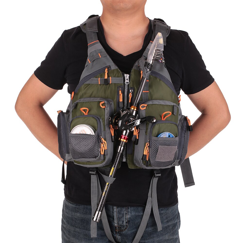 ​Lixada Outdoor Fishing Vest Pack Multi Pocket Breathable Mesh Drifting Fishing Vest Waistcoat Jacket Coat Unpadded Green
