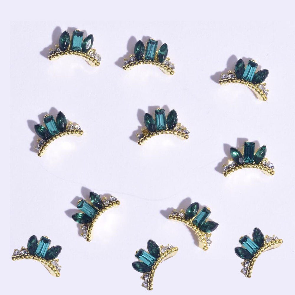 100 stk/parti negle charme sæt metal bi/ krone/ spider krystal strass negle kunst sten legering 3d negle charm dekoration: Mønster 10-100 stk