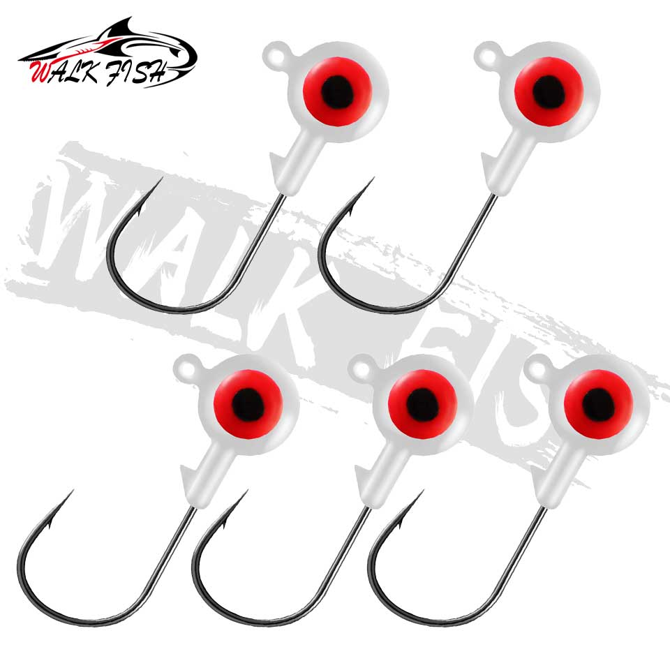 WALK FISH 5 Stück Jig-Kopf-Angelhaken, 1,75 g, 3,5 g Angelhaken, Bleikopf, Jig-Köder, harter Köder, weicher Wurm, Jighaken für weichen Wurm: 10 / WHITE