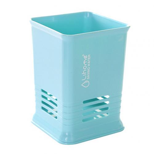 Keuken Bestek Eetstokjes Bestek Hollow Opslag Aftappen Box Organizer Rack Lepel Opbergrek Bestek Organisator Afdruiprek: Blue Single Grid