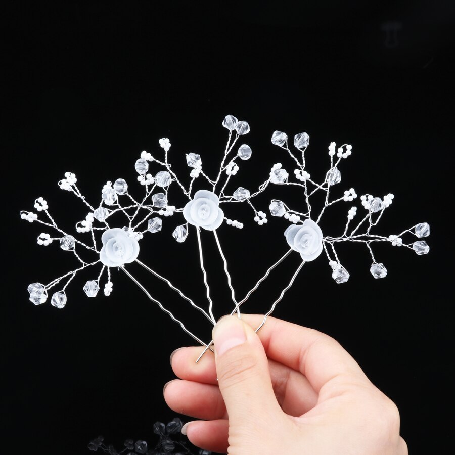 Vintage Hair Jewelry Crystal Rhinestone Handmade Leaf Flower Hairpins Hair Clips Wedding Bridal Headwear Hair Pins