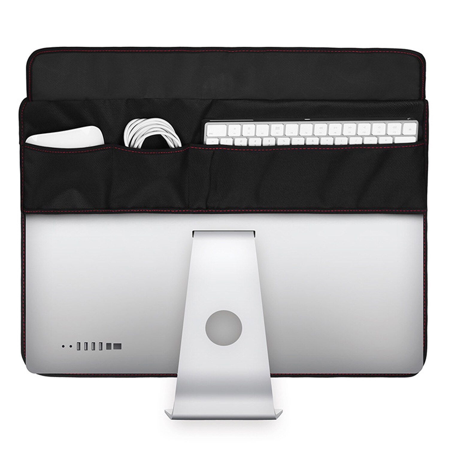 Wasserdicht Staubdicht Abdeckung Schutz mit Taschen für 27 zoll Apfel iMac LCD Bildschirm Computer-Monitor Schwarz