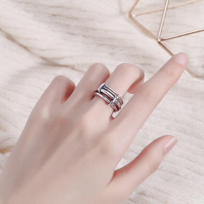 originale couches populaires chaînes bague Simple anneaux pour les femmes de mariage fiançailles bijoux
