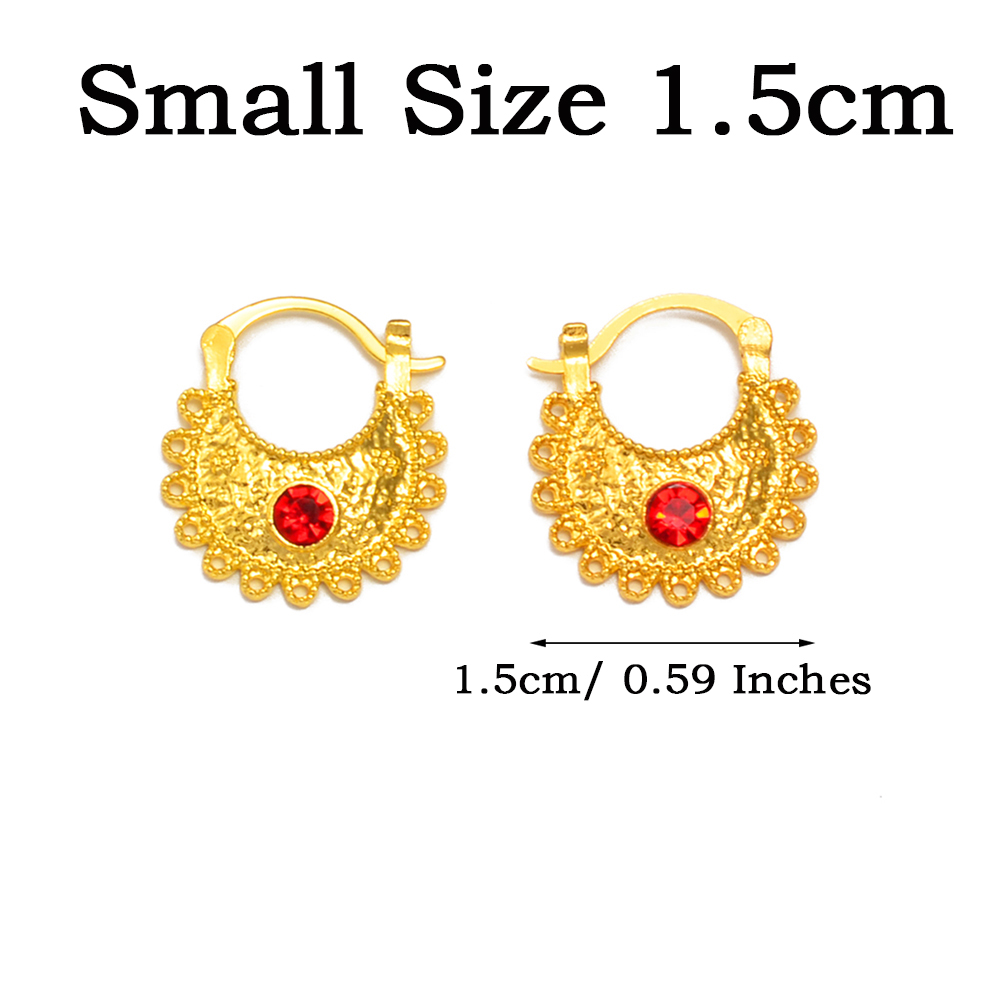 Anniyo 2.2CM/1.5CM Piccoli orecchini con strass Etiope eritrea Gioielli africani Donne Ragazze # 160916: colore Oro puro