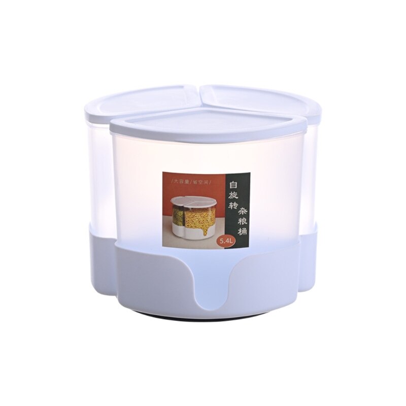 5.4L Rotation Grain Storage Box Removable 3 Grids ... – Vicedeal