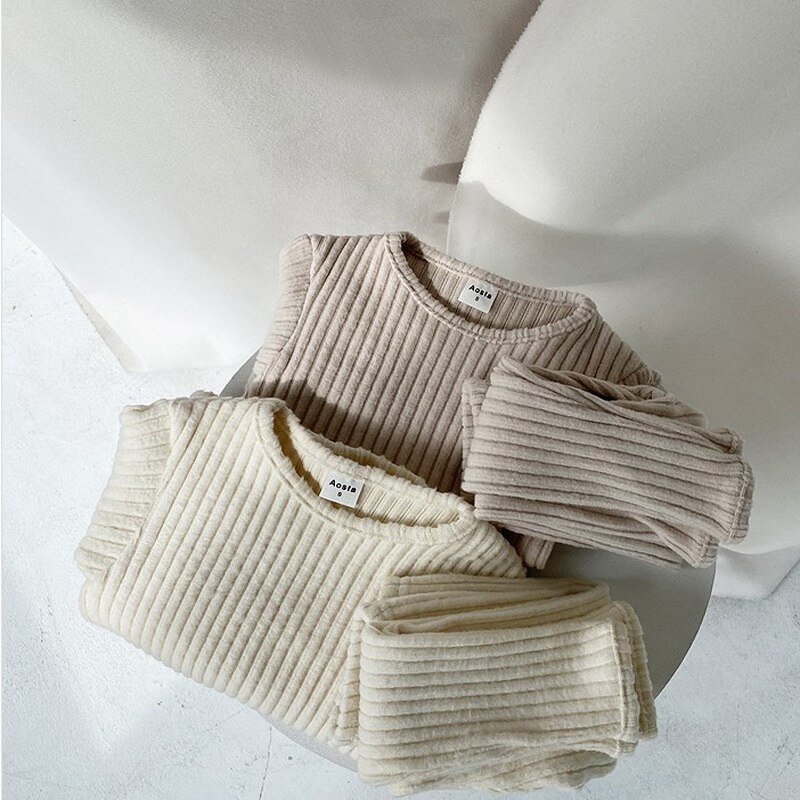 2021 New Spring Baby Waffle pigiama set spessa calda manica lunga abiti per la casa sonno abbigliamento per bambini YN001