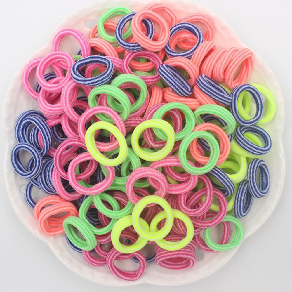 100 unids/lote alto estiramiento sin costura toalla lazo cabello elástico Color caramelo banda para el cabello reutilizado anillo para niñas sombreros