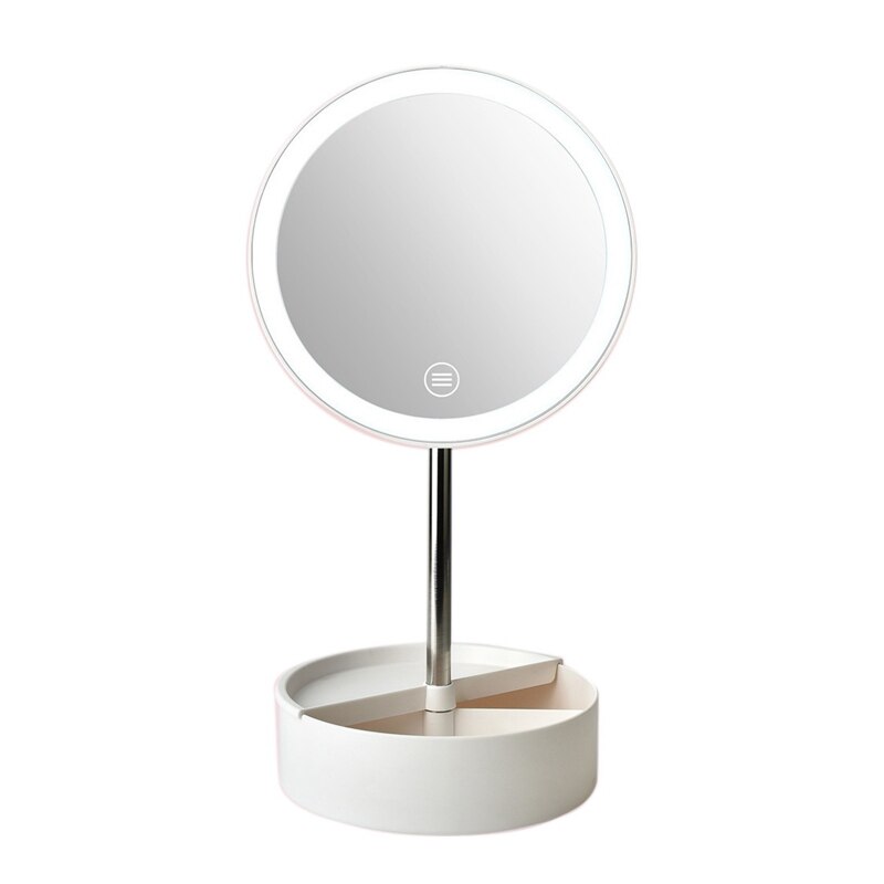 Portable LED Makeup Mirror USB Recharge Makeup Mirror Storage Base Beauty Desktop Make Up Mirror: violet