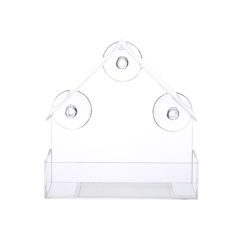 Bird Feeder Acrylic Transparent Window Viewing Bird Feeders Tray Birdhouse Pet Water Feeder Suction Cup Mount House Type Feeder