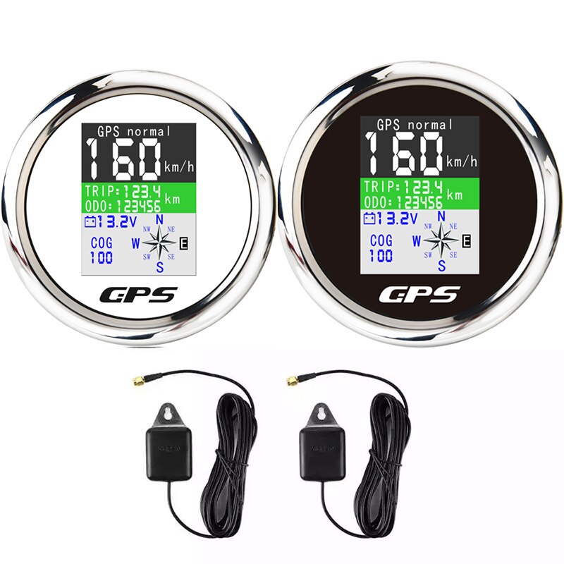 85mm GPS Speedometer Odometer Adjustable Trip ODO COG Voltmeter With GPS Antenna Boat Engineer TFT Screen Digital Speed Gauges