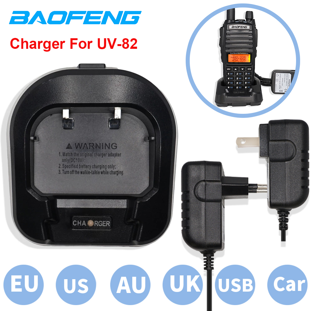 Baofeng UV-82 d'origine EU/US/UK/AU/USB/adaptateur de chargeur de batterie de voiture talkie-walkie station de charge d'alimentation Portable pour UV82 UV-82L