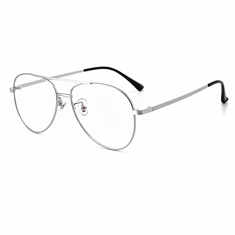 YIMARUILI, gafas de piloto de doble haz a la , montura para hombres y mujeres, gafas graduadas ópticas de titanio puro ultraligeras Retro 2194: Negro