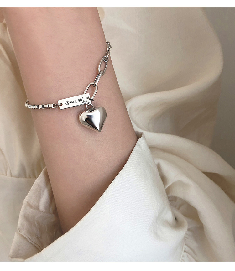 NINGAN Braccialetto In Pelle Con Charm A Cuore Per Donna - Cordino Nero Con Chiusura A Barilotto In Argento Sterling 925, Regalo Compleanno, Festa Della Mamma