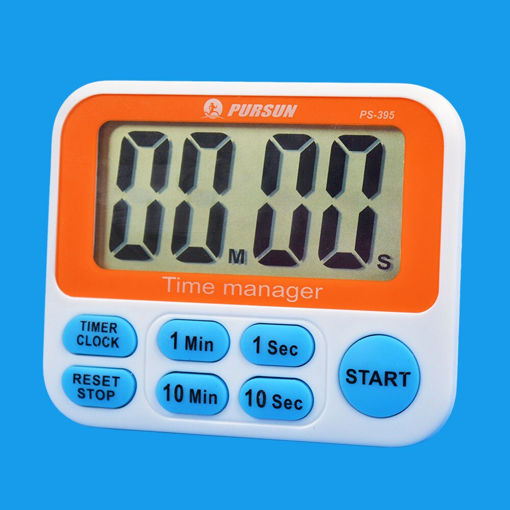 Digital LCD Sport Shower Kitchen Egg Timer Time Reminder Manager Cooking Running Count Down Up Electric Wall Loud Alarm Clock: Blue