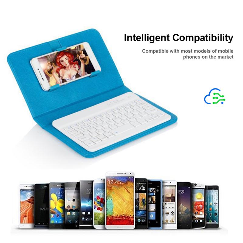 Draagbare Pu Lederen Wireless Keyboard Case Voor Smartphone Voor Iphone Beschermende Mobiele Telefoon Met Bluetooth Toetsenbord