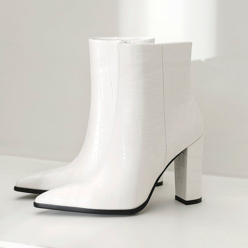 Bottes noires et blanches pour femmes, bottines – Grandado