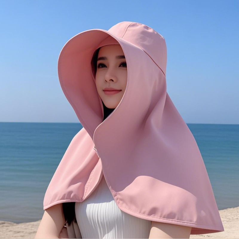 1/2/3 Uds. Sombrilla de protección solar de verano para mujer, sombrero con protección UV, sombrero para cubrir la cara de ala grande, máscara facial, sombrero con protección para el cuello: Verde