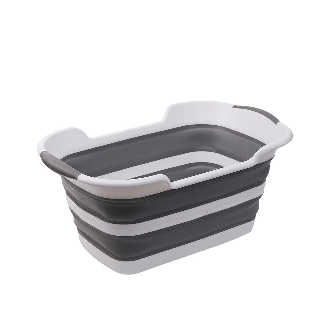 Bañera portátil para ducha de bebé, bañera plegable para ducha de bebé con drenaje, bañeras para mascotas, accesorios de baño de seguridad, cesta de almacenamiento: grey with drain